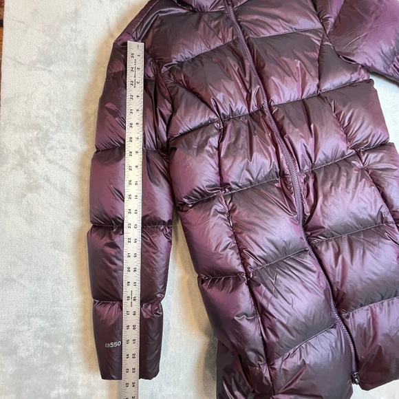 Eddie Bauer Luna Peak Down Puffer Parka Jacket Coat w/ Hood Eggplant Plum sz M - Picture 14 of 16